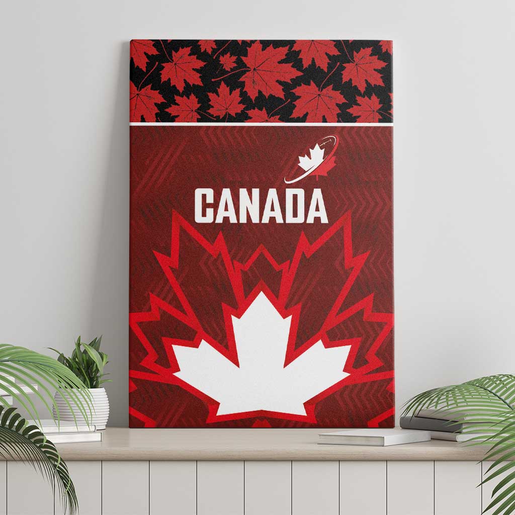 Canadian Rugby Canvas Wall Art Maple Leaves Sporty Art Style Red Color - Wonder Print Shop
