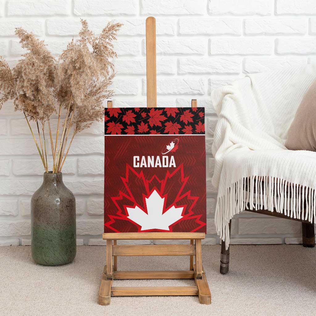Canadian Rugby Canvas Wall Art Maple Leaves Sporty Art Style Red Color - Wonder Print Shop
