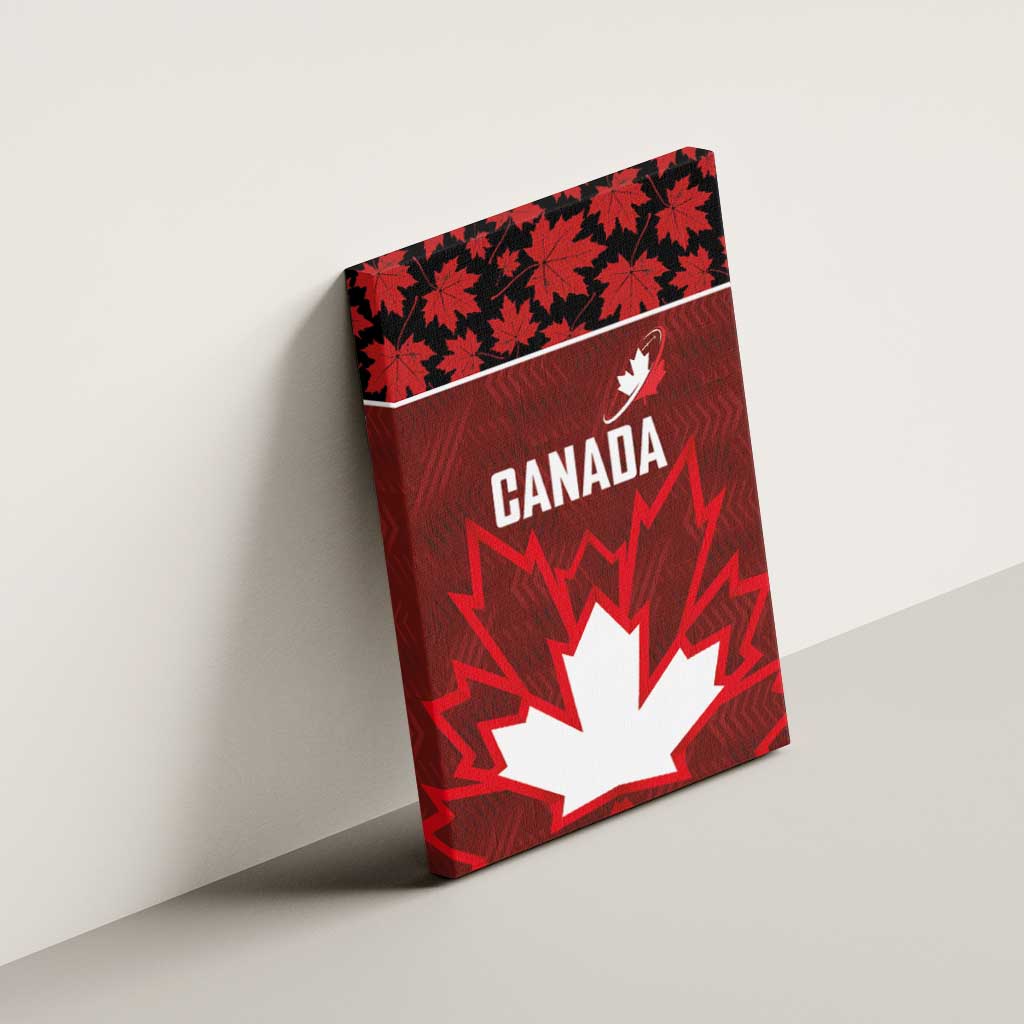 Canadian Rugby Canvas Wall Art Maple Leaves Sporty Art Style Red Color - Wonder Print Shop