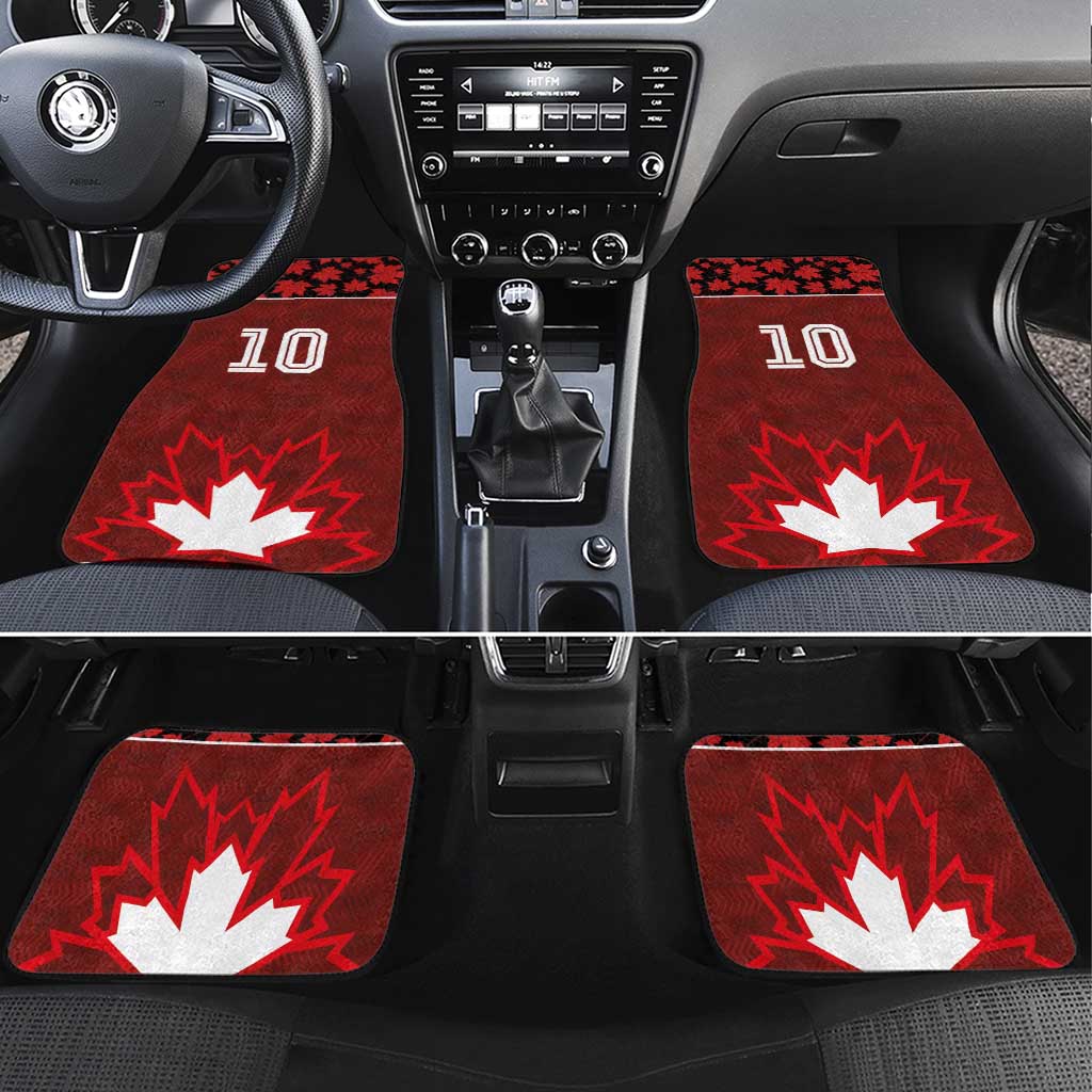 Canadian Rugby Car Mats Maple Leaves Sporty Art Style Red Color - Wonder Print Shop