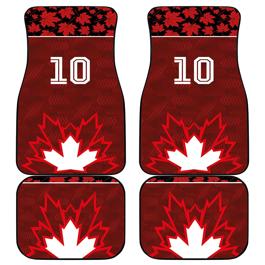 Canadian Rugby Car Mats Maple Leaves Sporty Art Style Red Color - Wonder Print Shop