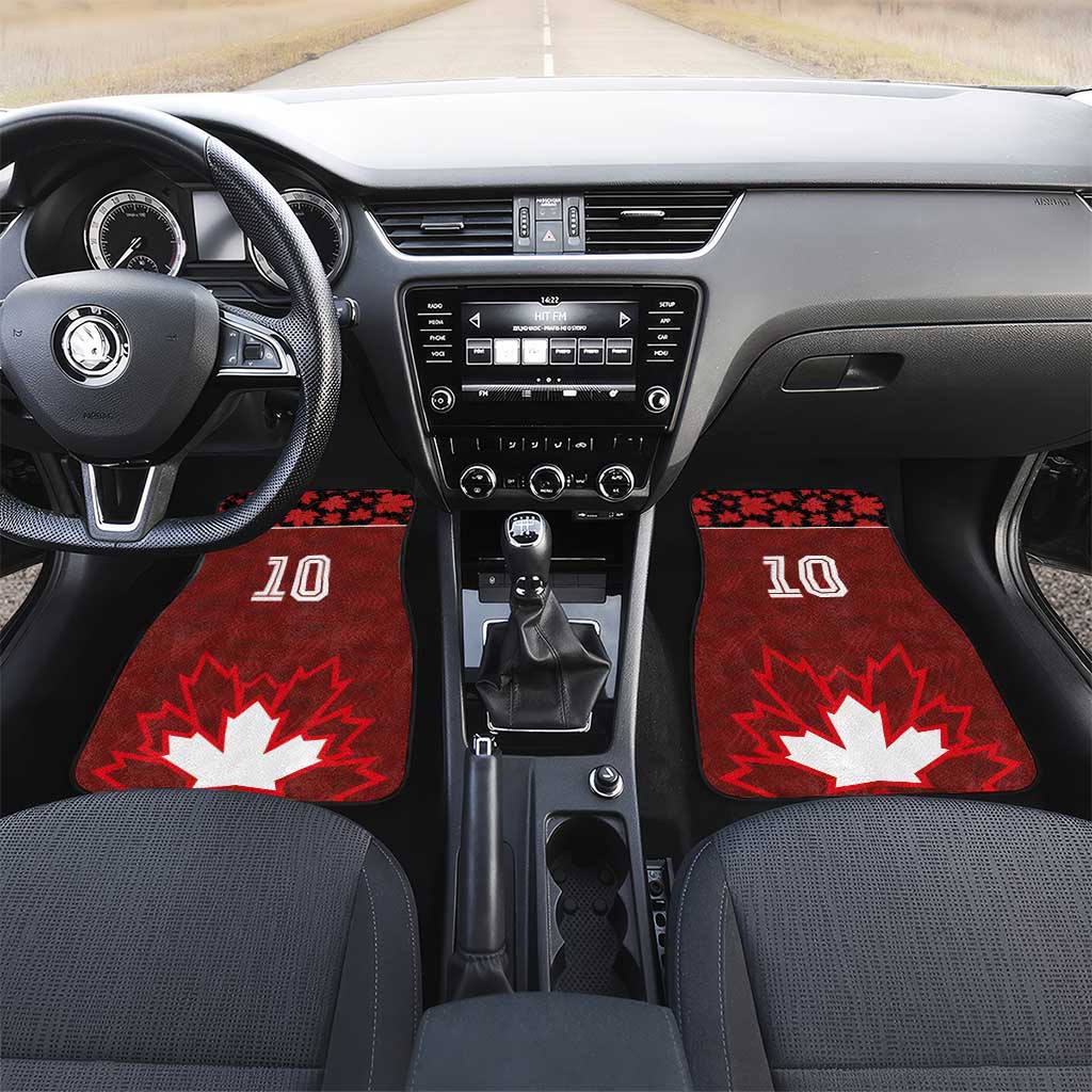 Canadian Rugby Car Mats Maple Leaves Sporty Art Style Red Color - Wonder Print Shop