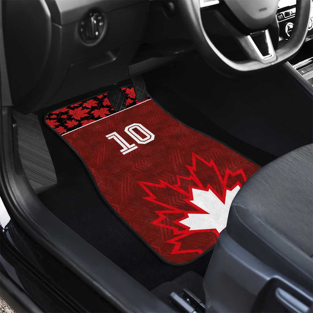 Canadian Rugby Car Mats Maple Leaves Sporty Art Style Red Color - Wonder Print Shop