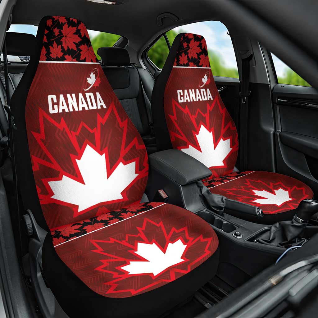 Canadian Rugby Car Seat Cover Maple Leaves Sporty Art Style Red Color - Wonder Print Shop