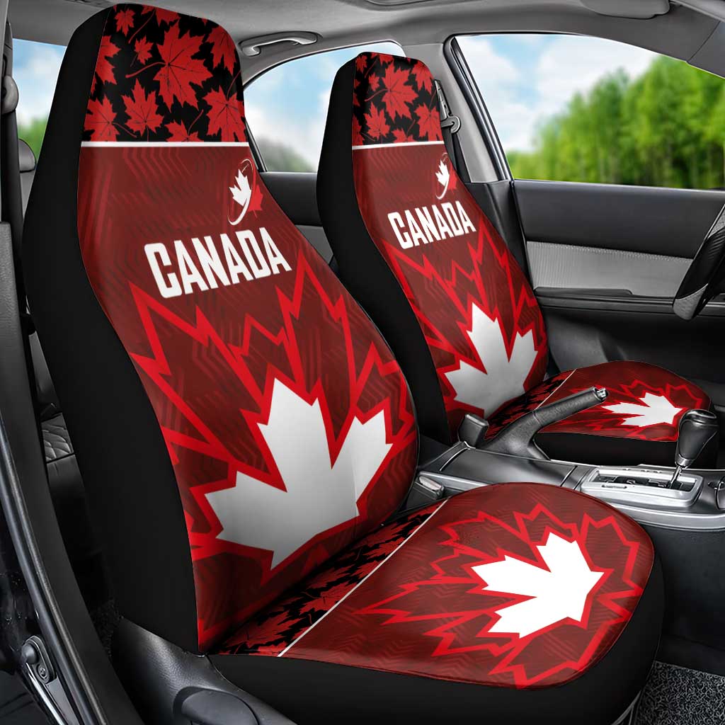 Canadian Rugby Car Seat Cover Maple Leaves Sporty Art Style Red Color - Wonder Print Shop