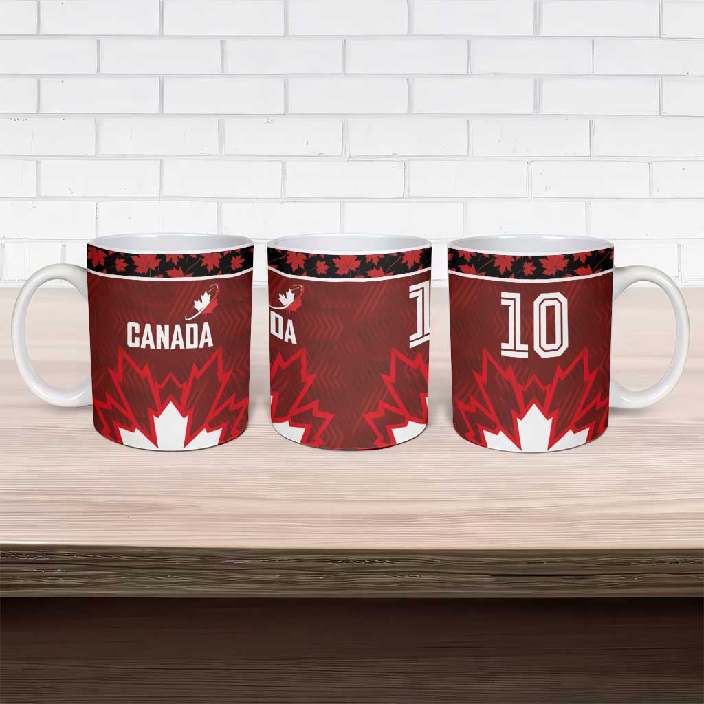 Custom Canadian Rugby Ceramic Mug Maple Leaves Sporty Art Style Red Color - Wonder Print Shop