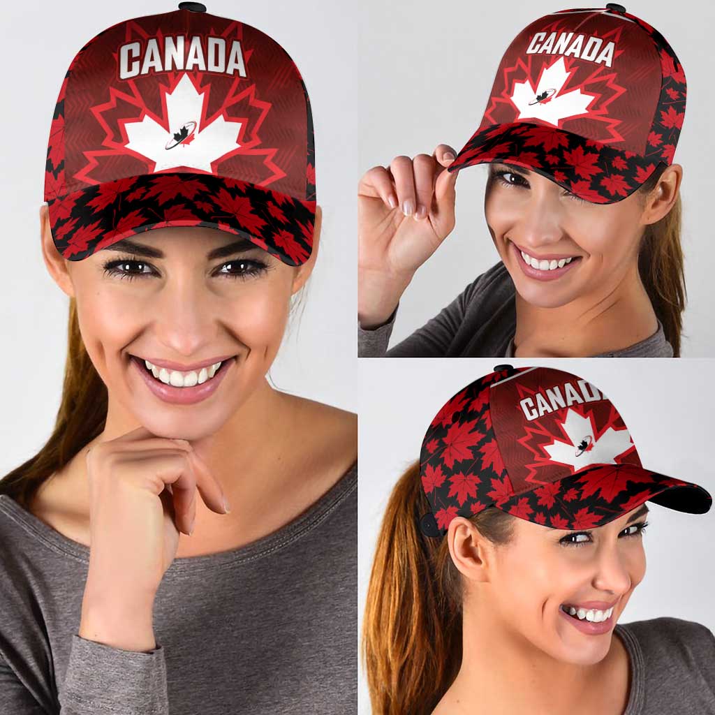 Canadian Rugby Classic Cap Maple Leaves Sporty Art Style Red Color - Wonder Print Shop