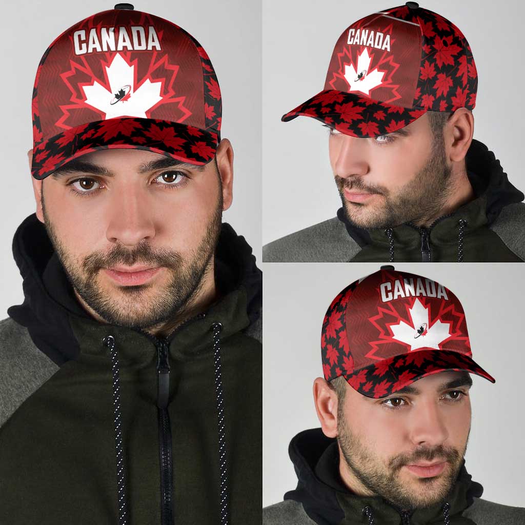 Canadian Rugby Classic Cap Maple Leaves Sporty Art Style Red Color - Wonder Print Shop