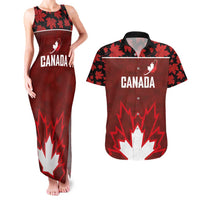 Custom Canadian Rugby Couples Matching Tank Maxi Dress and Hawaiian Shirt Maple Leaves Sporty Art Style Red Color - Wonder Print Shop