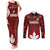 Custom Canadian Rugby Couples Matching Tank Maxi Dress and Long Sleeve Button Shirt Maple Leaves Sporty Art Style Red Color - Wonder Print Shop