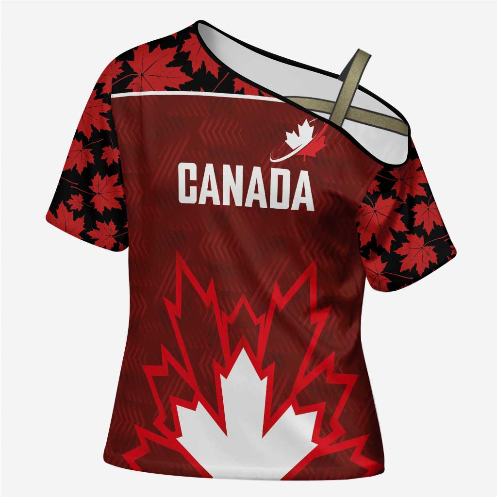 Custom Canadian Rugby Cross Shoulder Shirt Maple Leaves Sporty Art Style Red Color - Wonder Print Shop