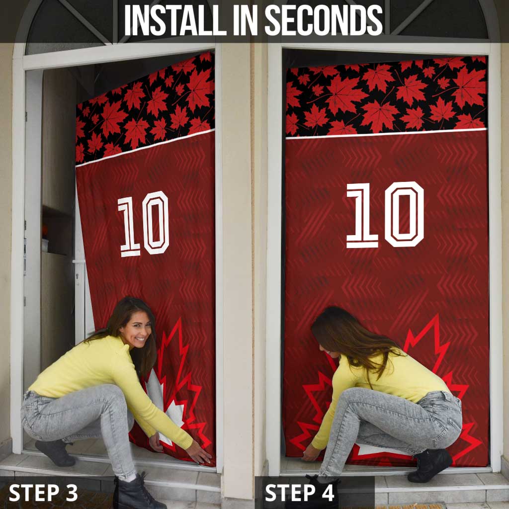 Custom Canadian Rugby Door Cover Maple Leaves Sporty Art Style Red Color - Wonder Print Shop