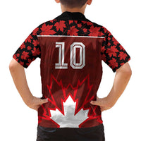 Custom Canadian Rugby Family Matching Long Sleeve Bodycon Dress and Hawaiian Shirt Maple Leaves Sporty Art Style Red Color - Wonder Print Shop