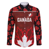 Custom Canadian Rugby Family Matching Long Sleeve Bodycon Dress and Hawaiian Shirt Maple Leaves Sporty Art Style Red Color - Wonder Print Shop