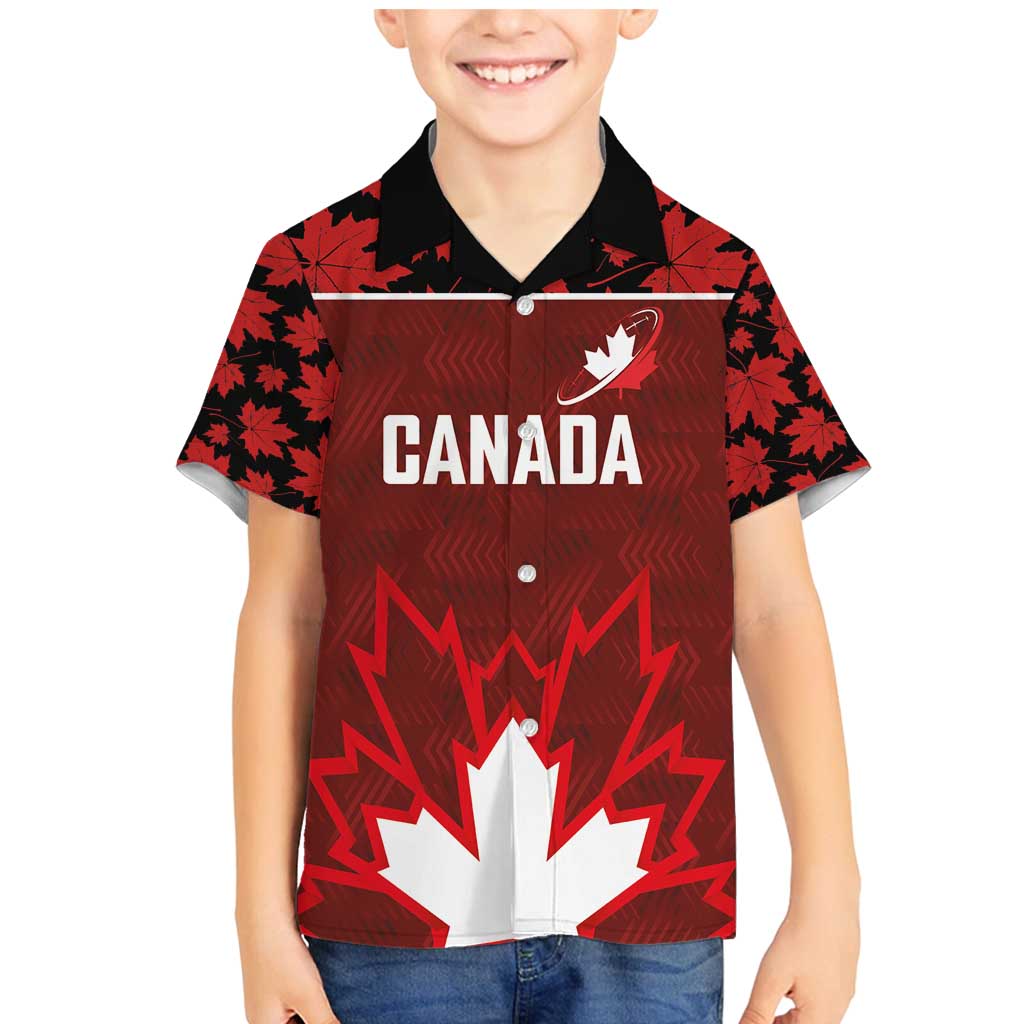 Custom Canadian Rugby Family Matching Mermaid Dress and Hawaiian Shirt Maple Leaves Sporty Art Style Red Color - Wonder Print Shop