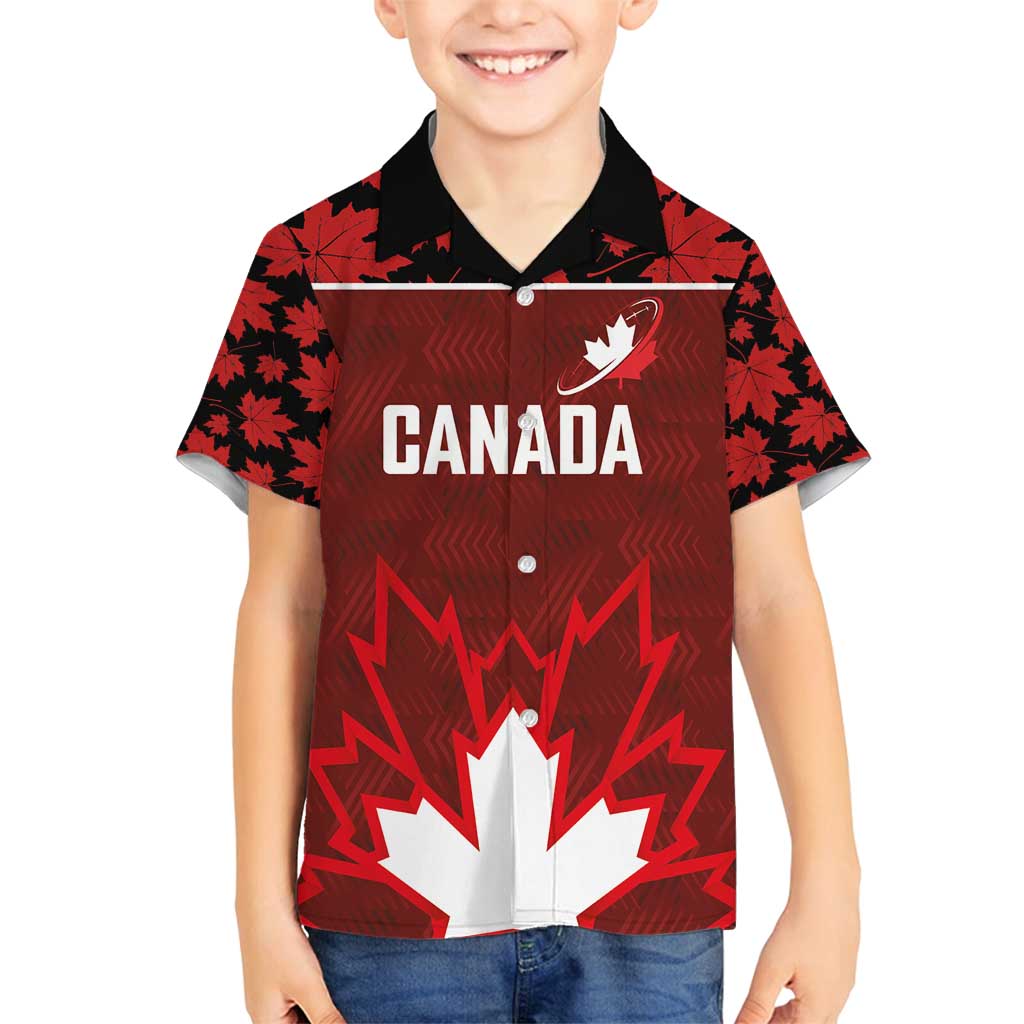 Custom Canadian Rugby Family Matching Off Shoulder Short Dress and Hawaiian Shirt Maple Leaves Sporty Art Style Red Color - Wonder Print Shop