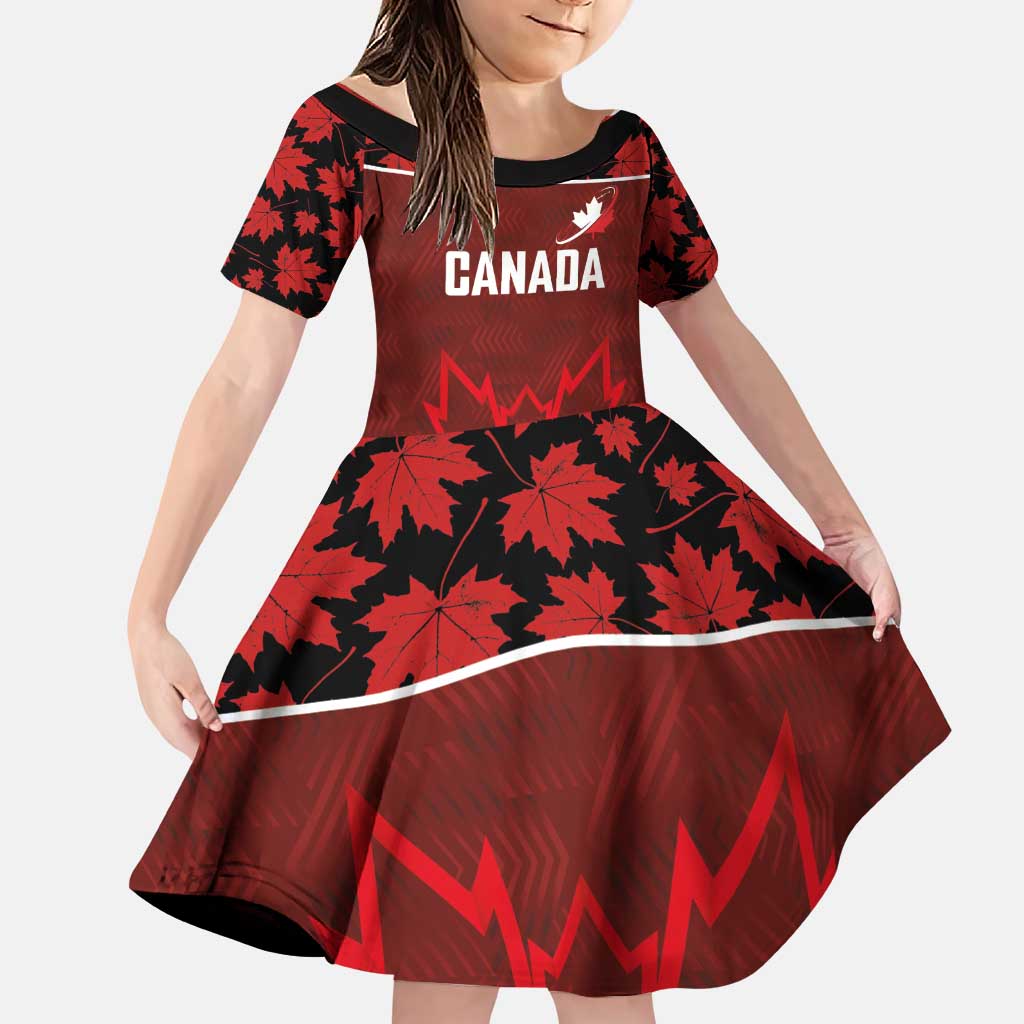 Custom Canadian Rugby Family Matching Puletasi and Hawaiian Shirt Maple Leaves Sporty Art Style Red Color - Wonder Print Shop