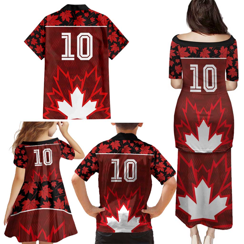 Custom Canadian Rugby Family Matching Puletasi and Hawaiian Shirt Maple Leaves Sporty Art Style Red Color - Wonder Print Shop
