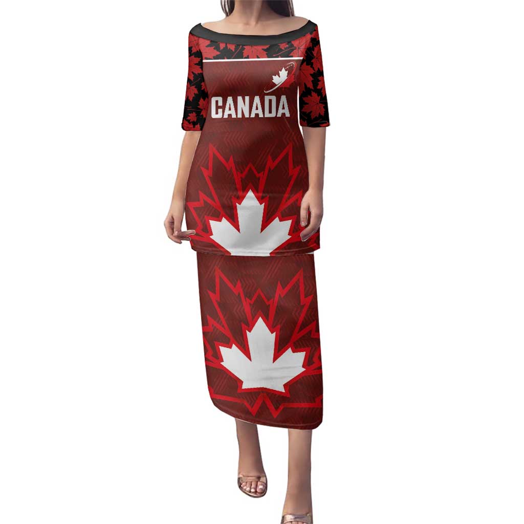 Custom Canadian Rugby Family Matching Puletasi and Hawaiian Shirt Maple Leaves Sporty Art Style Red Color - Wonder Print Shop