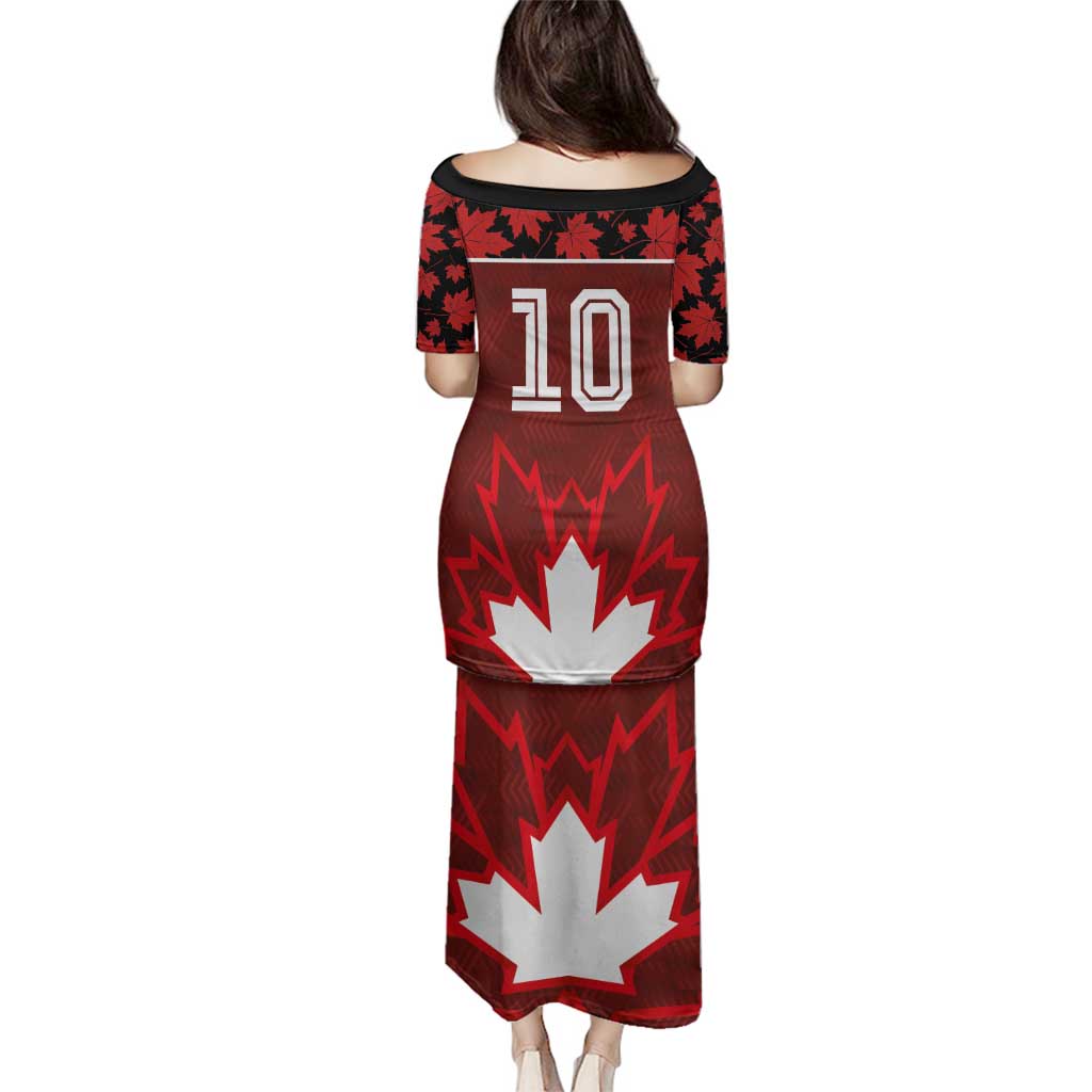 Custom Canadian Rugby Family Matching Puletasi and Hawaiian Shirt Maple Leaves Sporty Art Style Red Color - Wonder Print Shop