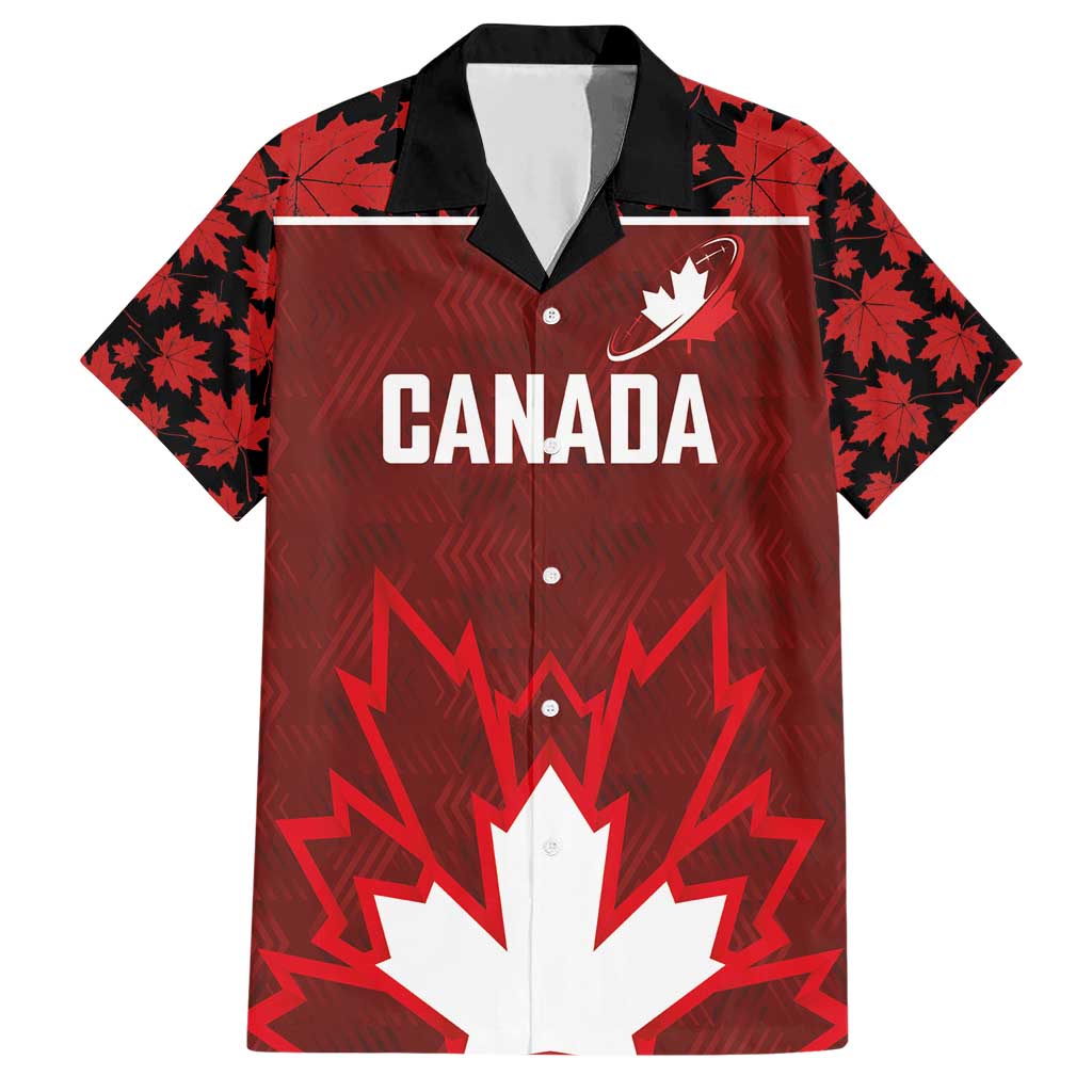 Custom Canadian Rugby Family Matching Short Sleeve Bodycon Dress and Hawaiian Shirt Maple Leaves Sporty Art Style Red Color - Wonder Print Shop