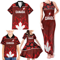 Custom Canadian Rugby Family Matching Tank Maxi Dress and Hawaiian Shirt Maple Leaves Sporty Art Style Red Color - Wonder Print Shop