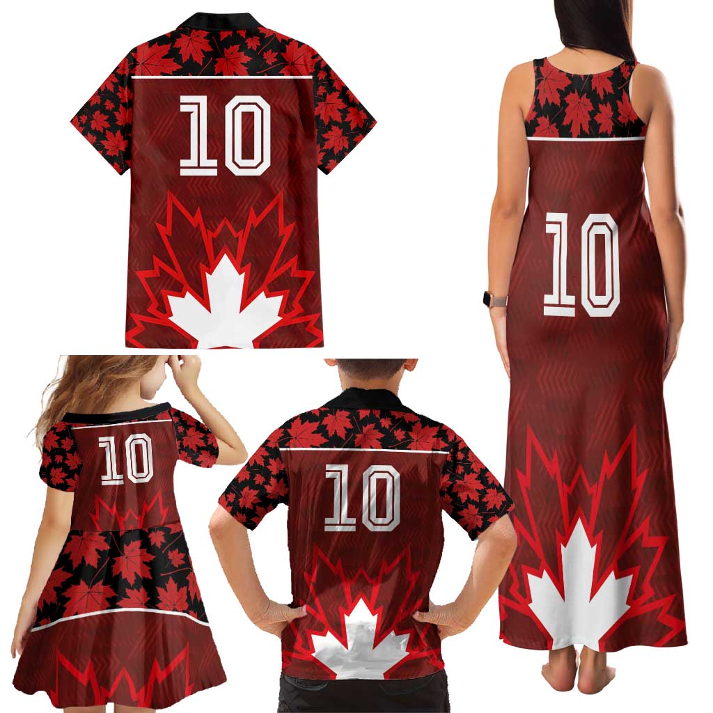 Custom Canadian Rugby Family Matching Tank Maxi Dress and Hawaiian Shirt Maple Leaves Sporty Art Style Red Color - Wonder Print Shop