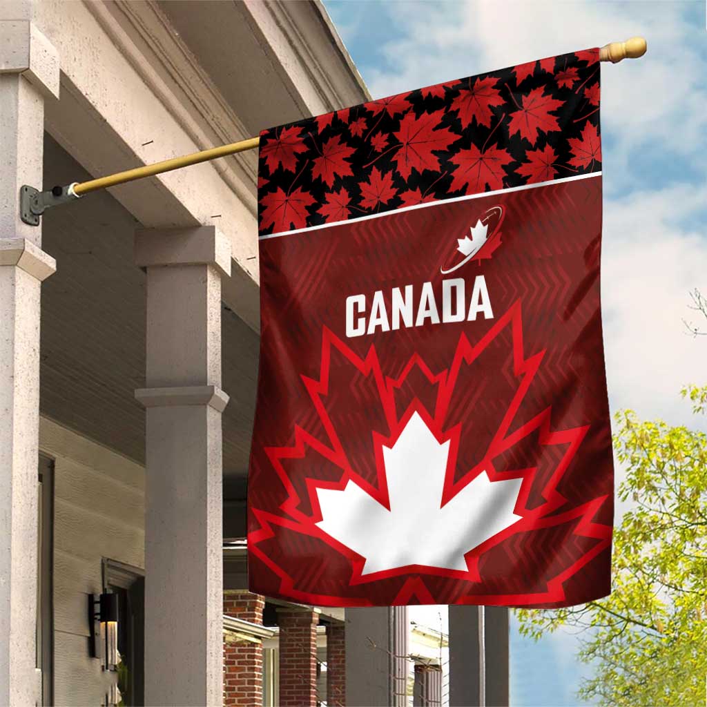 Canadian Rugby Garden Flag Maple Leaves Sporty Art Style Red Color - Wonder Print Shop