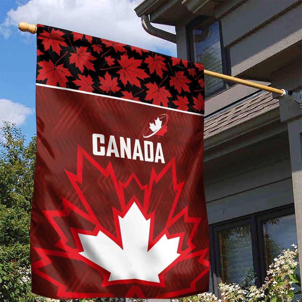 Canadian Rugby Garden Flag Maple Leaves Sporty Art Style Red Color - Wonder Print Shop