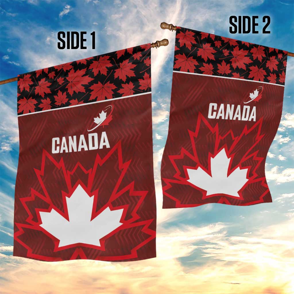 Canadian Rugby Garden Flag Maple Leaves Sporty Art Style Red Color - Wonder Print Shop