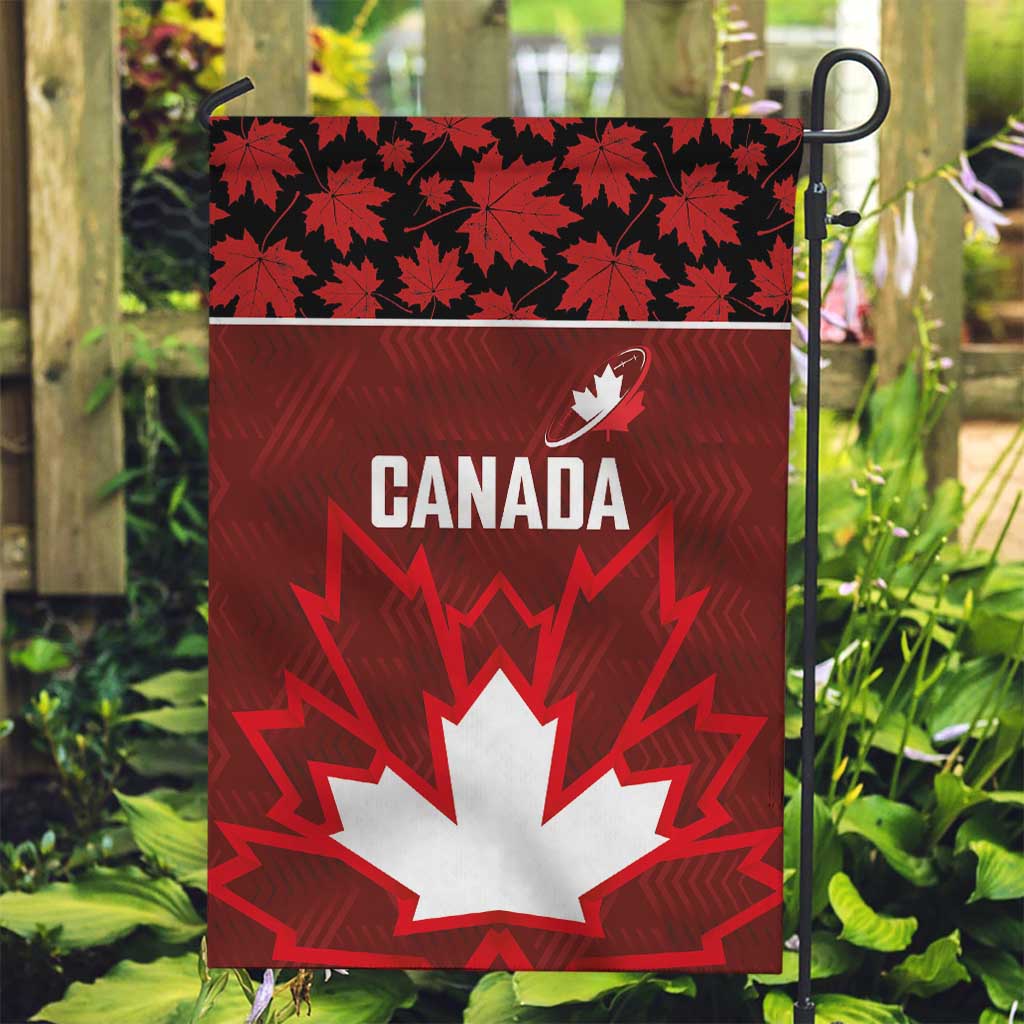 Canadian Rugby Garden Flag Maple Leaves Sporty Art Style Red Color - Wonder Print Shop
