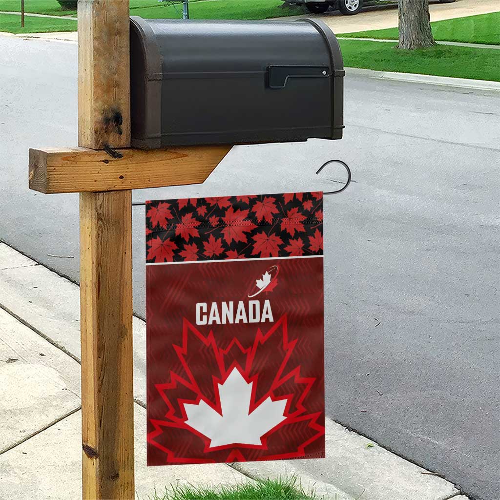 Canadian Rugby Garden Flag Maple Leaves Sporty Art Style Red Color - Wonder Print Shop