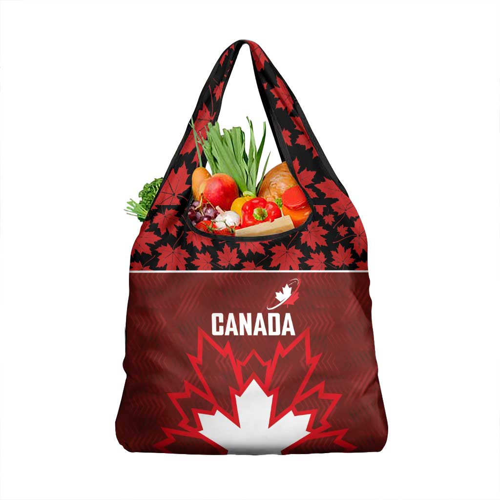 Canadian Rugby Grocery Bag Maple Leaves Sporty Art Style Red Color - Wonder Print Shop