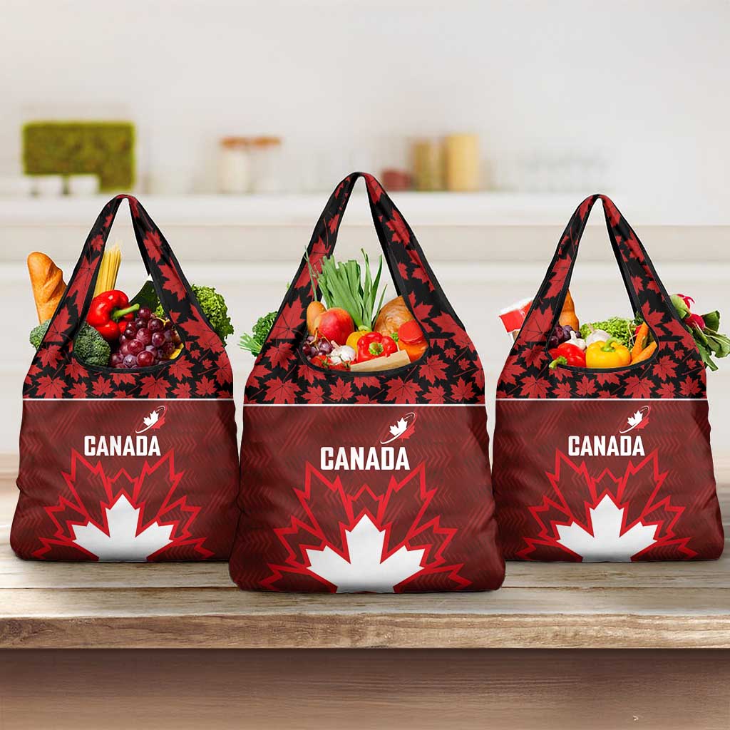 Canadian Rugby Grocery Bag Maple Leaves Sporty Art Style Red Color - Wonder Print Shop