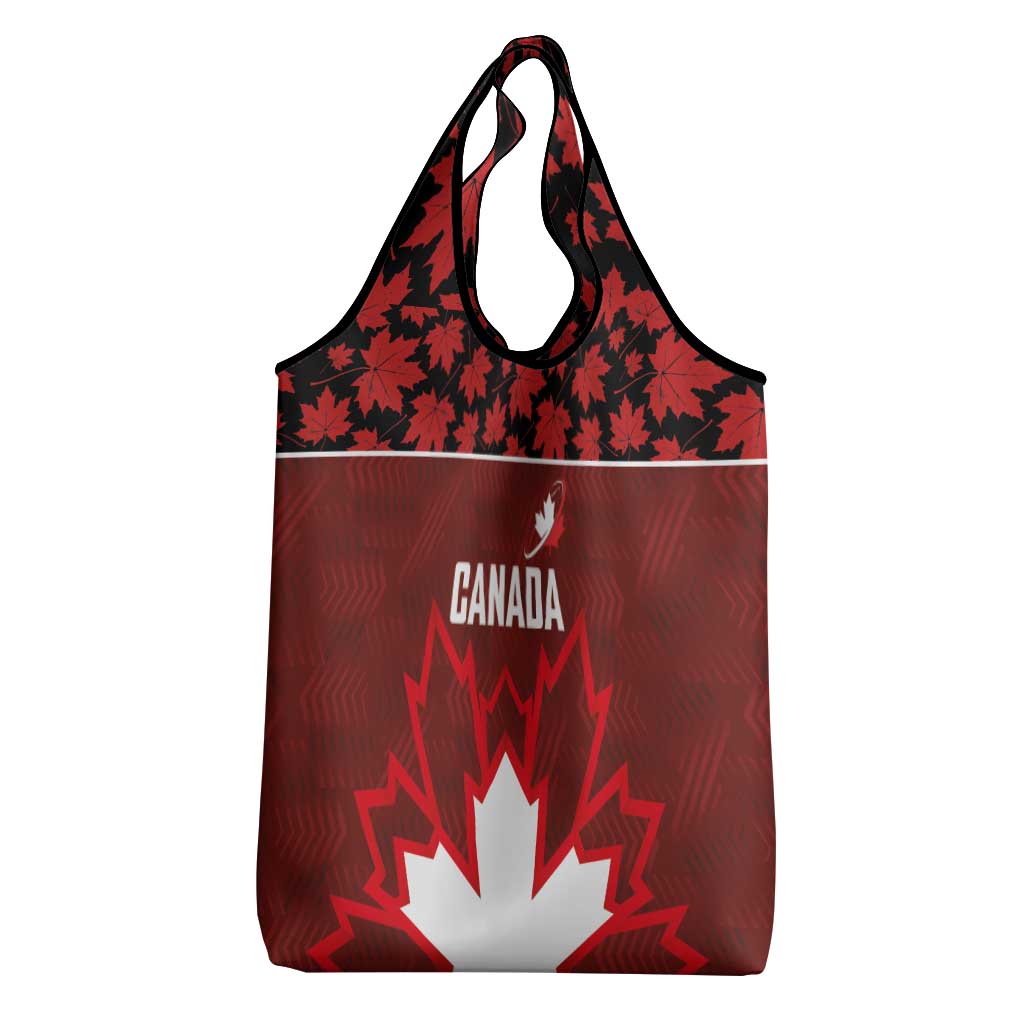 Canadian Rugby Grocery Bag Maple Leaves Sporty Art Style Red Color - Wonder Print Shop
