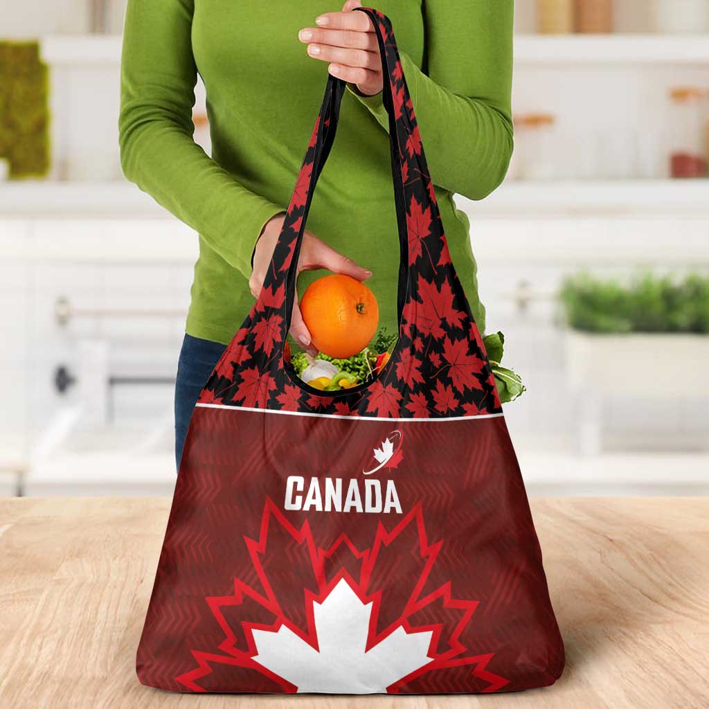 Canadian Rugby Grocery Bag Maple Leaves Sporty Art Style Red Color - Wonder Print Shop