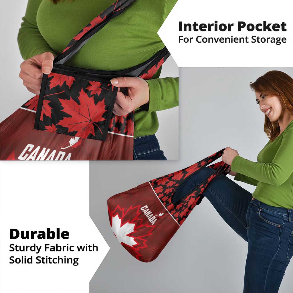 Canadian Rugby Grocery Bag Maple Leaves Sporty Art Style Red Color - Wonder Print Shop