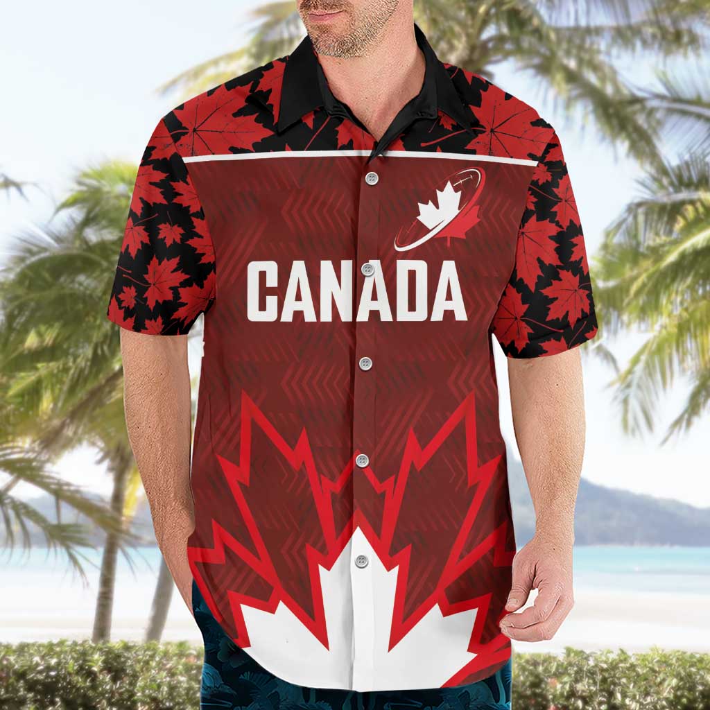 Custom Canadian Rugby Hawaiian Shirt Maple Leaves Sporty Art Style Red Color - Wonder Print Shop
