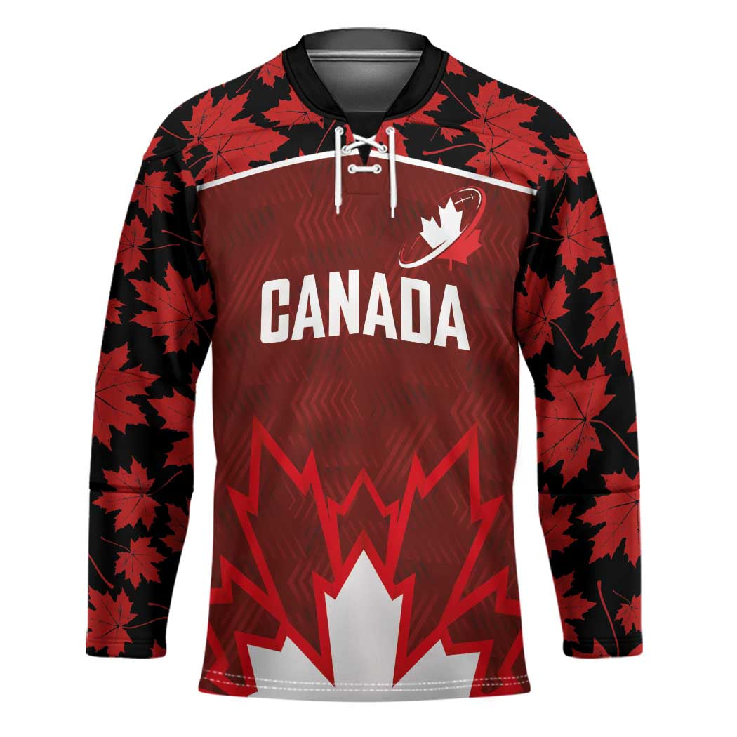 Custom Canadian Rugby Hockey Jersey Maple Leaves Sporty Art Style Red Color - Wonder Print Shop