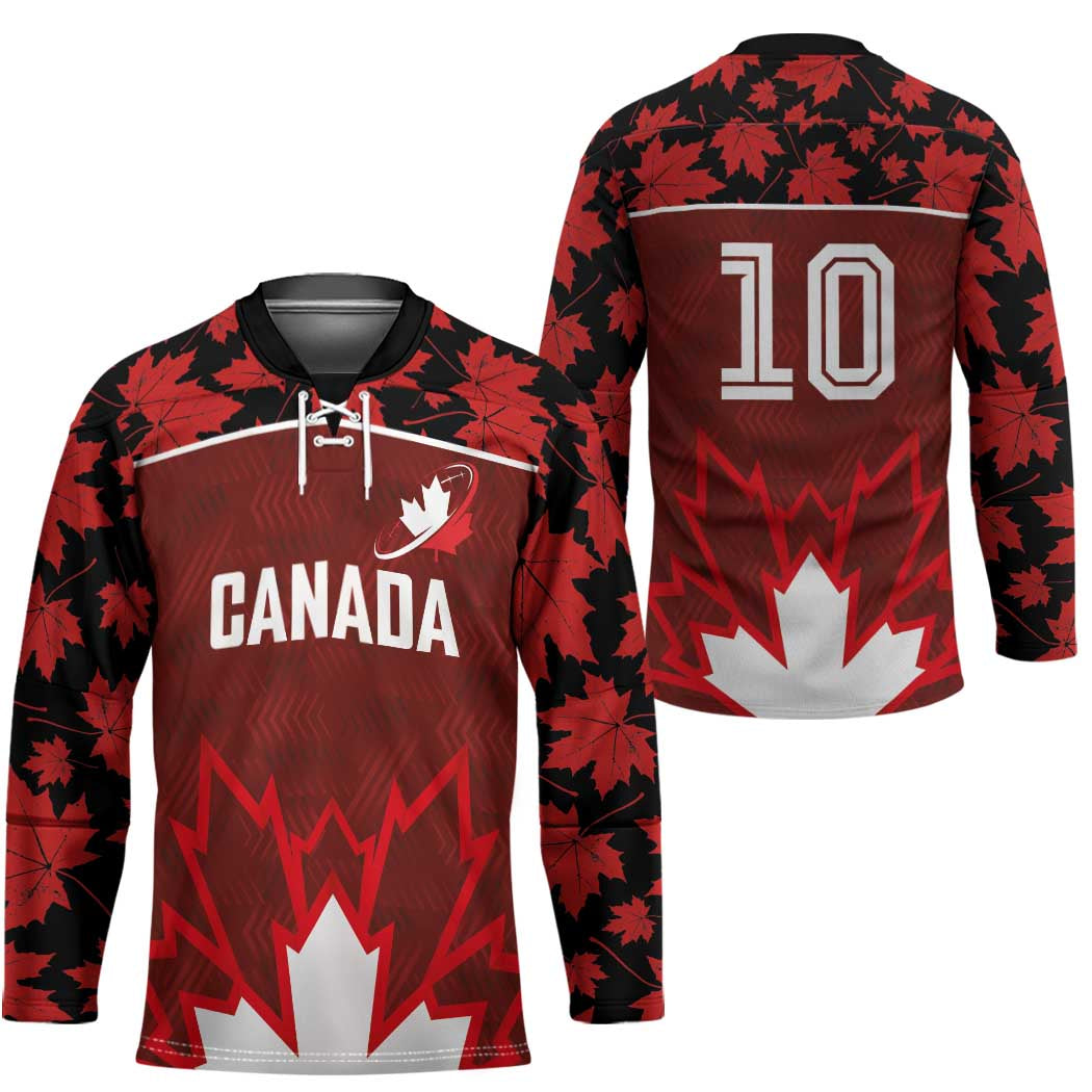Custom Canadian Rugby Hockey Jersey Maple Leaves Sporty Art Style Red Color - Wonder Print Shop