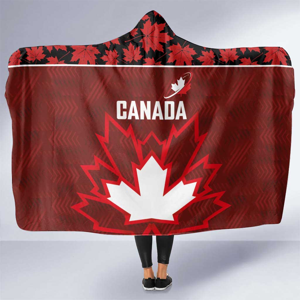 Canadian Rugby Hooded Blanket Maple Leaves Sporty Art Style Red Color - Wonder Print Shop