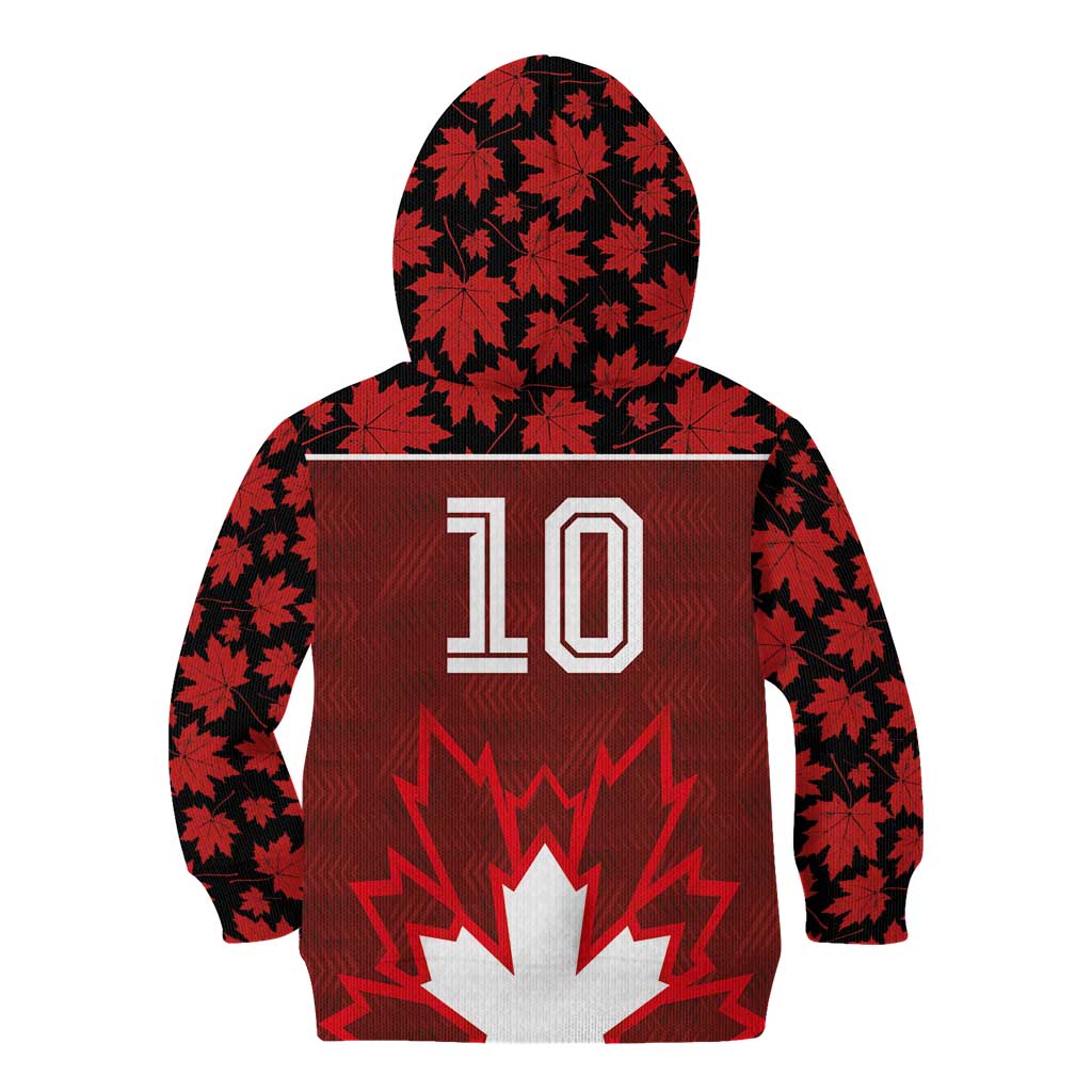 Custom Canadian Rugby Kid Hoodie Maple Leaves Sporty Art Style Red Color - Wonder Print Shop