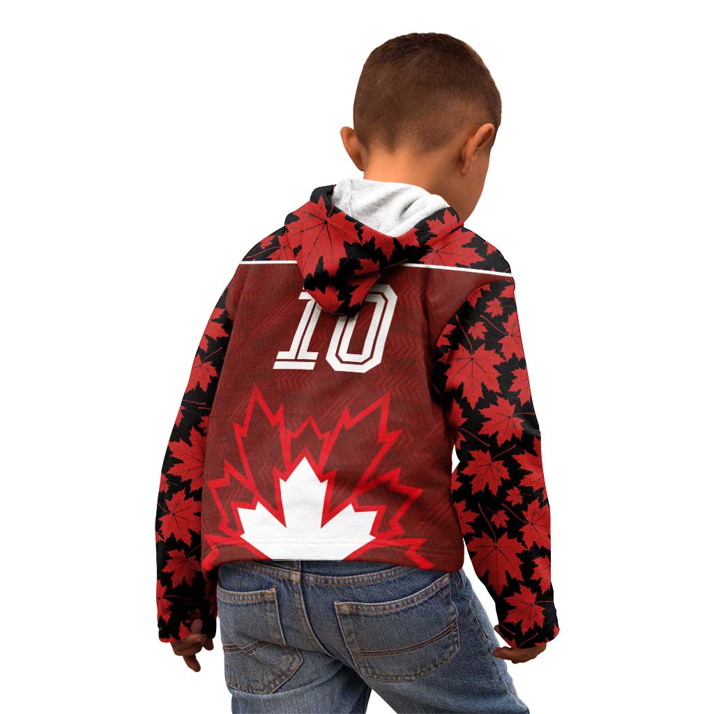 Custom Canadian Rugby Kid Hoodie Maple Leaves Sporty Art Style Red Color - Wonder Print Shop