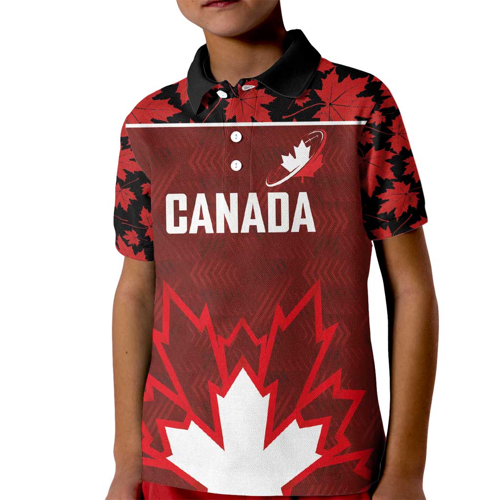 Custom Canadian Rugby Kid Polo Shirt Maple Leaves Sporty Art Style Red Color - Wonder Print Shop