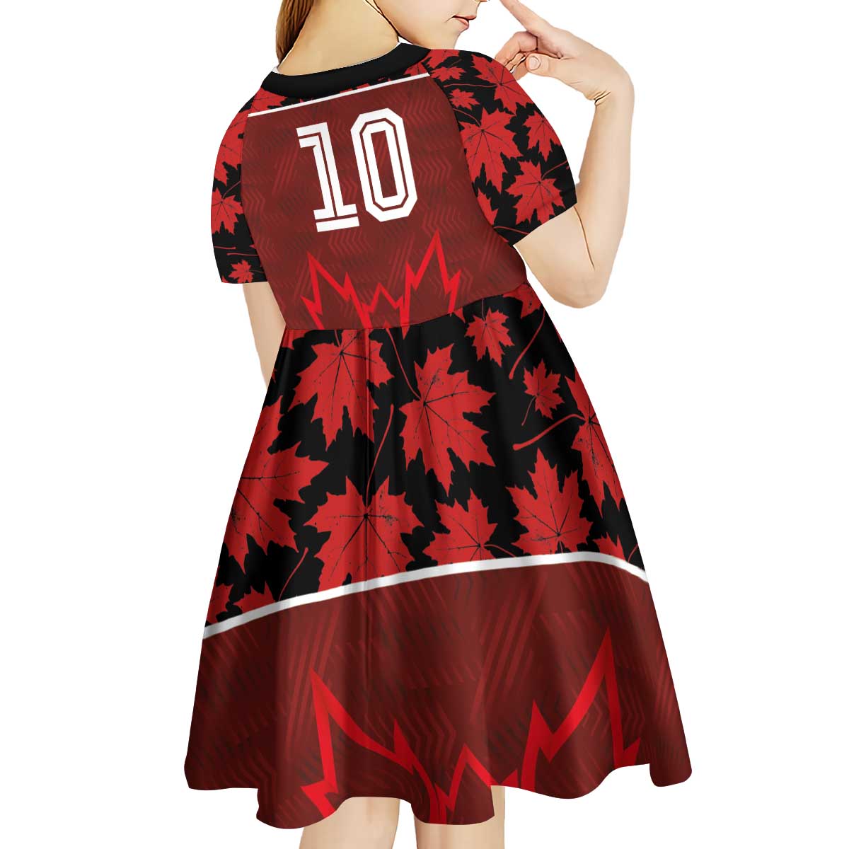 Custom Canadian Rugby Kid Short Sleeve Dress Maple Leaves Sporty Art Style Red Color - Wonder Print Shop