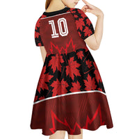 Custom Canadian Rugby Kid Short Sleeve Dress Maple Leaves Sporty Art Style Red Color - Wonder Print Shop