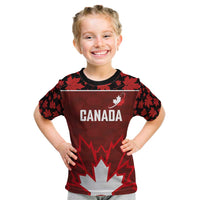 Custom Canadian Rugby Kid T Shirt Maple Leaves Sporty Art Style Red Color - Wonder Print Shop