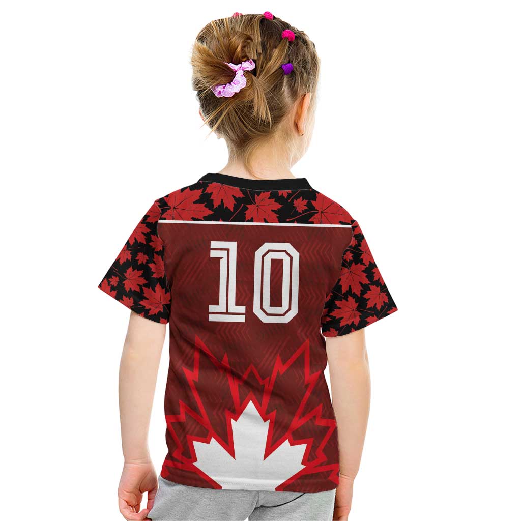 Custom Canadian Rugby Kid T Shirt Maple Leaves Sporty Art Style Red Color - Wonder Print Shop