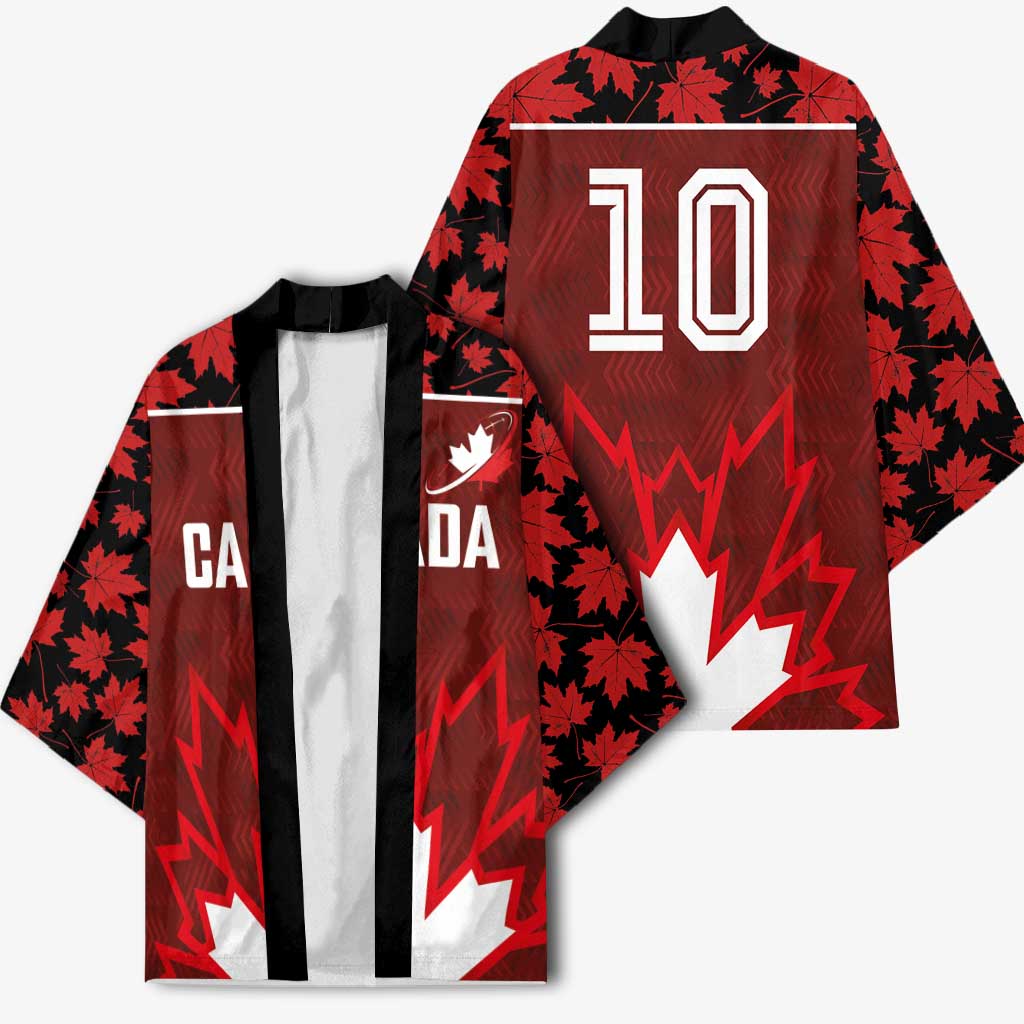 Custom Canadian Rugby Kimono Maple Leaves Sporty Art Style Red Color - Wonder Print Shop