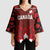 Custom Canadian Rugby Kimono Sleeve Blouse Maple Leaves Sporty Art Style Red Color - Wonder Print Shop